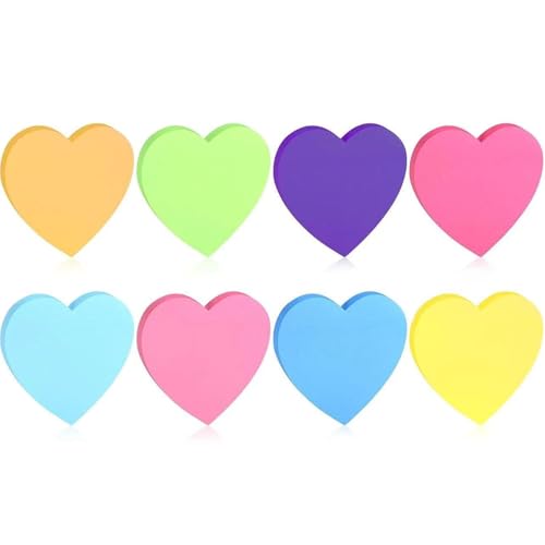 8 Blöcke Haftnotizen Klebezettel, Herz Haftnotizen,Notizzettel Bunt, Notizzettel, Herzförmig Selbstklebende Haftnotizzettel, Heart Sticky Notes Für Büro Zuhause Schule （240 Stück） von RNXSIB