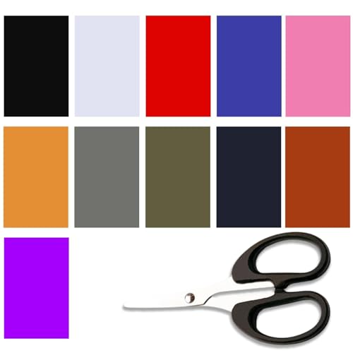 Flicken zum Aufbügeln, Bügelflicken, stoffflicken selbstklebend, 11 Farben Wasserdicht Langlebig Aufbügelflicken, Die Aufnäher Größe ist 25x15 cm, Mit Schwarzer Schere Bequem Zum Selbstschneiden von RNXSIB