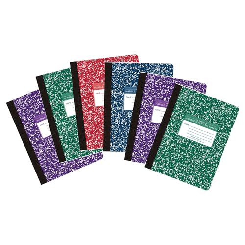 Roaring Spring Farbige Notizbücher, 6 Stück, 24,8 x 19,7 cm, breit liniert, 100 Blatt, 6,8 kg weißes Papier, 4 verschiedene Hartpappen-Farb-Marmor-Einbände Roaring Spring Farbige Notizbücher, 6 Stück, 24,8 x 19,7 cm, breit liniert, 100 Blatt, 6,8 kg weißes Papier, 4 verschiedene Hartpappen-Farb-Marmor-Einbände von ROARING SPRING