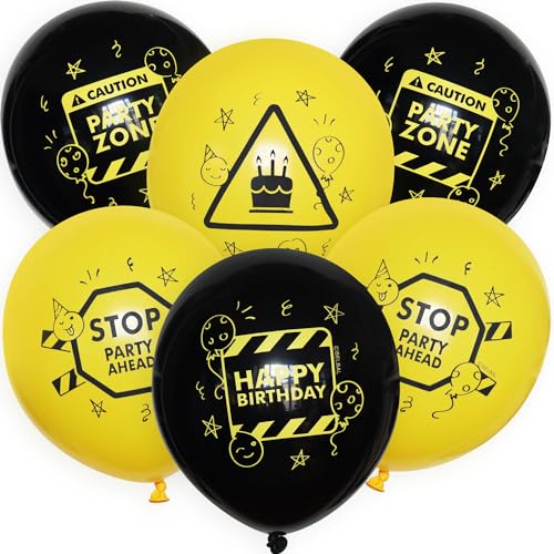 6 Stk. Luftballons Party Zone 12' Bio Party Geburtstag Stop Baustelle Rave von ROB'S BALLOONS