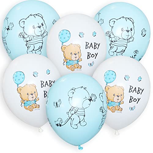 6 Stk. Premium Luftballons Bio Set Baby Boy 12' Prinz Jungs 1st Geburtstag von ROB'S BALLOONS