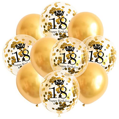 Geburtstag Set Luftballons Gold Konfetti Zahlen Metallic Happy-Birthday Ballons Deko, Muster:18 von ROB'S BALLOONS