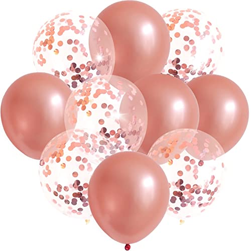 10x Luftballons Set Konfetti Metallic Geburtstag Ballons Deko Party Hochzeit DIY, Farbe:Rosé von ROB'S BALLOONS