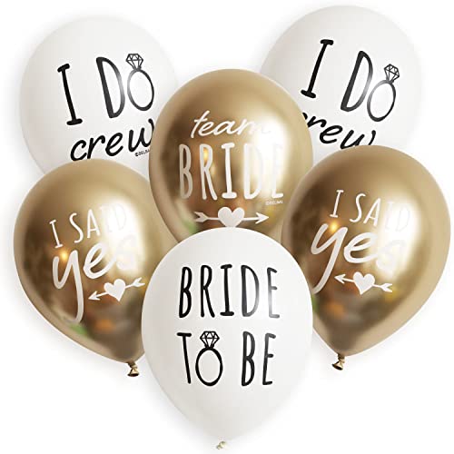 6 Stk. Premium Luftballons Chrom Metallic Bio 12' Bride To Be Hochzeit JGA Braut Set von ROB'S BALLOONS