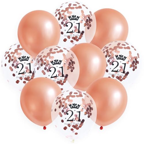 ROB'S BALLOONS Geburtstag Set Luftballons Rosé Gold Konfetti Metallic Happy-Birthday Ballons, Muster:21 von ROB'S BALLOONS