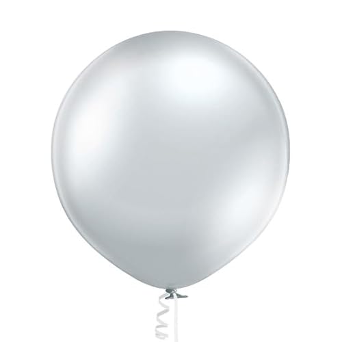 XL Luftballon 60 cm Latex Pastell Chrom Metallic Geburtstag Deko Party, Farbe:Silver Chrome von ROB'S BALLOONS