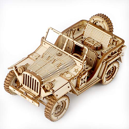 Robotime 3D Puzzle Holzbausatz Jeep, 369 Teile, Größe: 18,9 x 9,9 x 8,9 cm, MC701 von ROBOTIME