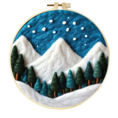 ROCILA Nadelfilz-Malsets für Anfänger, DIY-Starter-Set aus Wolle zum Nadelfilzen, Berglandschaft, Heimdekoration, Kunsthandwerk von ROCILA