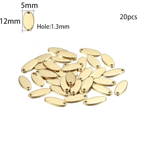 (10–50 Stück) Herzförmige ovale Rohlinge aus goldfarbenem Edelstahl, Charm-Anhänger für die Herstellung von DIY-Schmuck von ROCILB