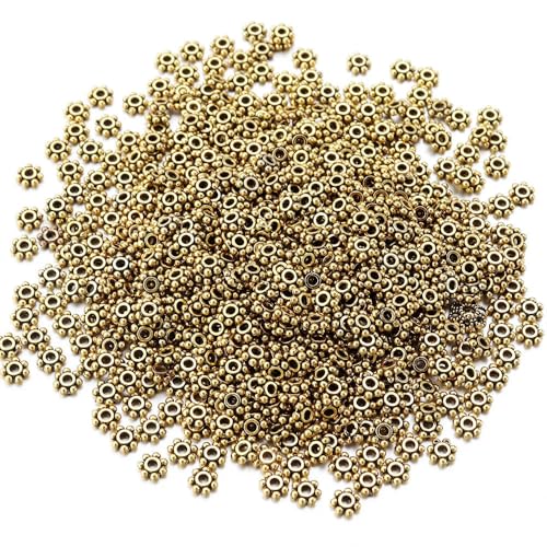 (100–200 Stück) Legierungs-Blumen-Abstandshalter-Perlen, Schneeflocken-Abstandshalter-Perlen, Charms-Anhänger für DIY-Armbänder, Schmuckherstellungszubehör von ROCILB