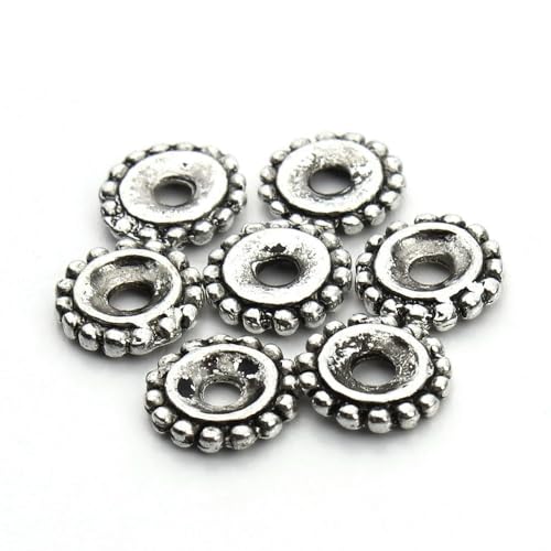 (100–200 Stück) Legierungs-Blumen-Abstandshalter-Perlen, Schneeflocken-Abstandshalter-Perlen, Charms-Anhänger für DIY-Armbänder, Schmuckherstellungszubehör von ROCILB