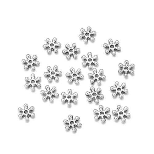 (100–200 Stück) Legierungs-Blumen-Abstandshalter-Perlen, Schneeflocken-Abstandshalter-Perlen, Charms-Anhänger für DIY-Armbänder, Schmuckherstellungszubehör von ROCILB