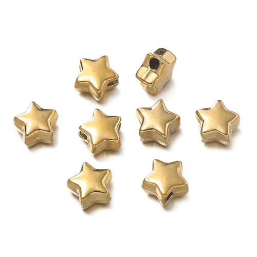10 Stück/Packung Edelstahl-Abstandshalterperlen in verschiedenen Formen, goldfarben, Stahl, Textur, für die Herstellung von DIY-Armbändern und Schmuck 10 Stück/Packung Edelstahl-Abstandshalterperlen in verschiedenen Formen, goldfarben, Stahl, Textur, für die Herstellung von DIY-Armbändern und Schmuck von ROCILB