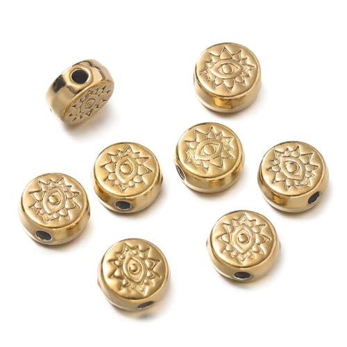 10 Stück/Packung Edelstahl-Abstandshalterperlen in verschiedenen Formen, goldfarben, Stahl, Textur, für die Herstellung von DIY-Armbändern und Schmuck 10 Stück/Packung Edelstahl-Abstandshalterperlen in verschiedenen Formen, goldfarben, Stahl, Textur, für die Herstellung von DIY-Armbändern und Schmuck von ROCILB