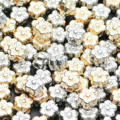 100 Stück 6 mm kleine goldene Blumenperlen, Acryl-Abstandsperlen für die Schmuckherstellung, DIY-Armband, Halskette, handgefertigt 100 Stück 6 mm kleine goldene Blumenperlen, Acryl-Abstandsperlen für die Schmuckherstellung, DIY-Armband, Halskette, handgefertigt von ROCILB