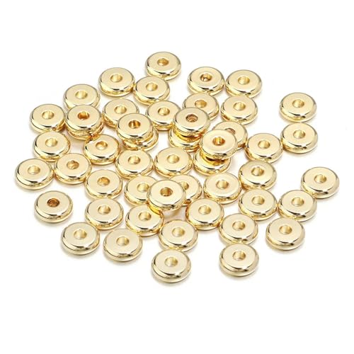 20/50 Stück flache runde Edelstahlperlen, goldfarben, stahlfarben, Rad, lose Abstandsperlen für die Schmuckherstellung, DIY-Halskette von ROCILB