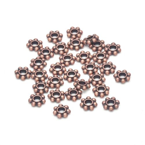 300 Stück 4/6 mm Legierungs-Blumen-Abstandshalterperlen, Gänseblümchen-Metallschmuck-Abstandshalter für die Schmuckherstellung von Armbändern und Halsketten von ROCILB