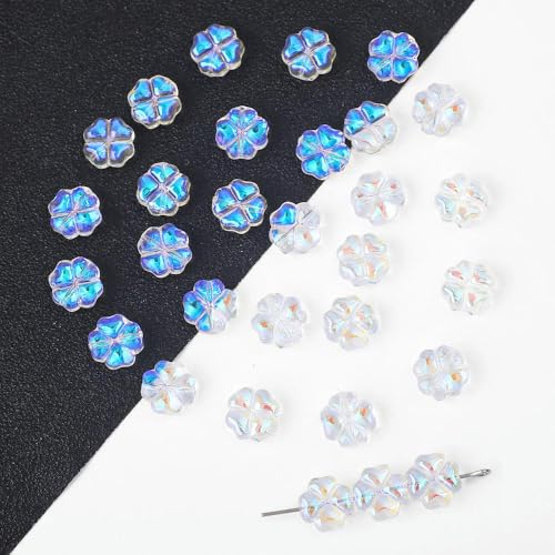 50 stücke/lot Vier Blatt Blume Perlen Murano Glas Spacer Lose Perlen Für Schmuck Machen DIY Armband Halskette 50 stücke/lot Vier Blatt Blume Perlen Murano Glas Spacer Lose Perlen Für Schmuck Machen DIY Armband Halskette von ROCILB