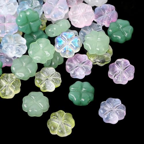 50 stücke/lot Vier Blatt Blume Perlen Murano Glas Spacer Lose Perlen Für Schmuck Machen DIY Armband Halskette von ROCILB