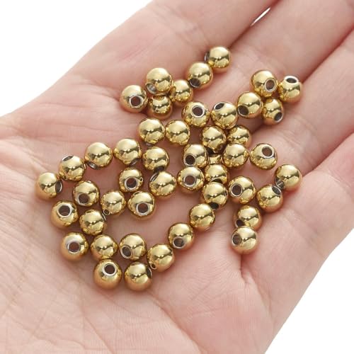 Edelstahlperlen zur Schmuckherstellung, lose Abstandsperlen, Kugelloch (1–1,5 mm), für Armbänder, Schmuckkomponenten, DIY von ROCILB