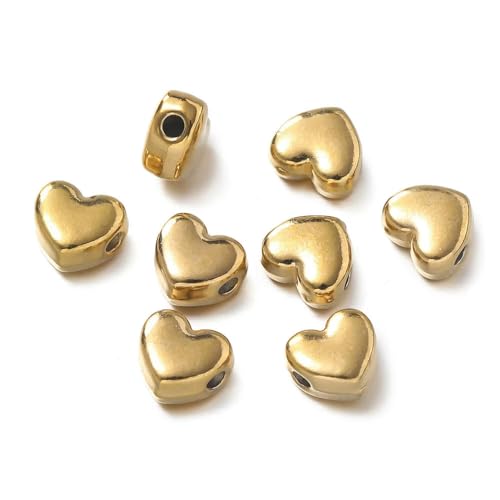 ROCILB 10 Stück/Packung Edelstahl-Abstandshalterperlen in verschiedenen Formen, goldfarben, Stahl, Textur, für die Herstellung von DIY-Armbändern und Schmuck von ROCILB