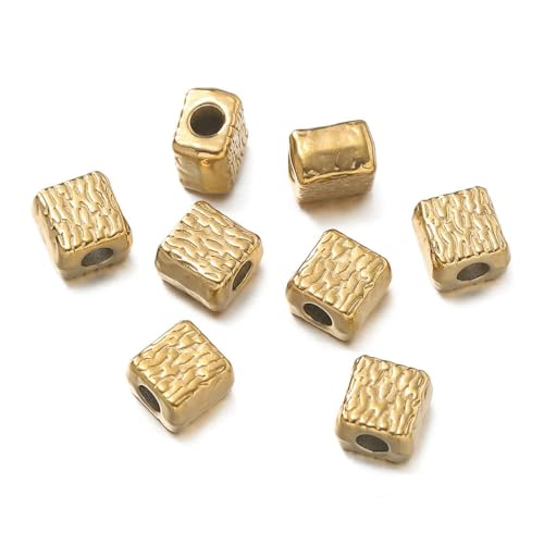 ROCILB 10 Stück/Packung Edelstahl-Abstandshalterperlen in verschiedenen Formen, goldfarben, Stahl, Textur, für die Herstellung von DIY-Armbändern und Schmuck von ROCILB