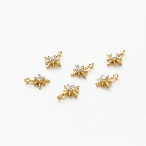 ROCILB 10 Stücke/Lot 14 Karat Gold Farbe Überzogen Messing Stern Anhänger mit Zirkon Charms Anhänger für DIY Halskette Schmuck Machen ROCILB 10 Stücke/Lot 14 Karat Gold Farbe Überzogen Messing Stern Anhänger mit Zirkon Charms Anhänger für DIY Halskette Schmuck Machen von ROCILB