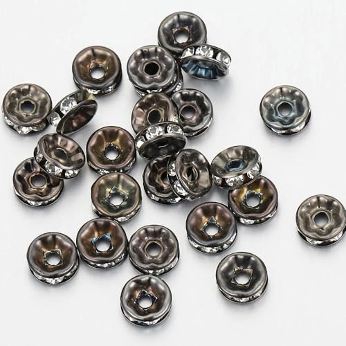 ROCILB 100 Stück (4–10 mm) Strass-Abstandsperlen, Alufelgenperlen für selbstgemachte Armbänder, Halsketten, Ohrringe, Kleidungszubehör von ROCILB