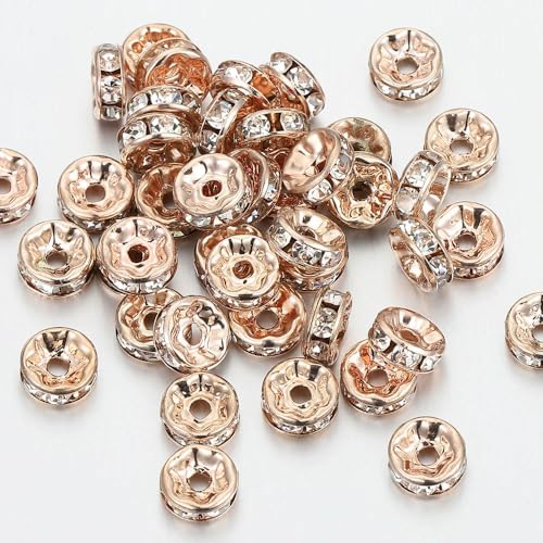ROCILB 100 Stück (4–10 mm) Strass-Abstandsperlen, Alufelgenperlen für selbstgemachte Armbänder, Halsketten, Ohrringe, Kleidungszubehör von ROCILB