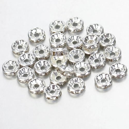 ROCILB 100 Stück (4–10 mm) Strass-Abstandsperlen, Alufelgenperlen für selbstgemachte Armbänder, Halsketten, Ohrringe, Kleidungszubehör von ROCILB