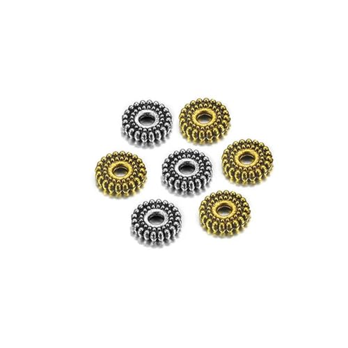 ROCILB 100 Stück Tibetische Perlen, Zinklegierung, lose Abstandshalter, Perlen für die Herstellung von DIY-Schmuck, Zubehör für Armbänder und Halsketten von ROCILB