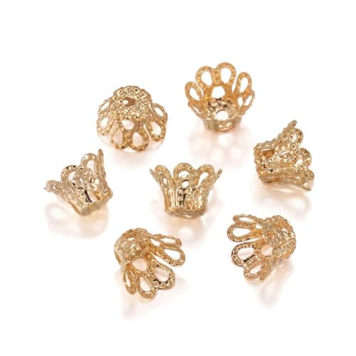 ROCILB 100 stücke/Lot Silve Gold Antike Bronze Metall Wein Tasse Hohl Blume Trompete Perle End Kappen Für DIY Schmuck Finden von ROCILB