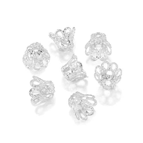 ROCILB 100 stücke/Lot Silve Gold Antike Bronze Metall Wein Tasse Hohl Blume Trompete Perle End Kappen Für DIY Schmuck Finden von ROCILB