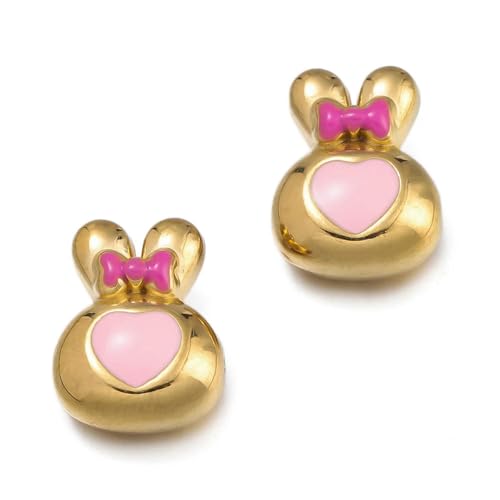 ROCILB 2 Stück/Packung Edelstahl Herz Süßigkeiten Kaninchen Form Charms Spacer Perlen für DIY Halskette Armband Schmuckherstellung von ROCILB