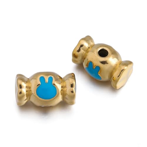 ROCILB 2 Stück/Packung Edelstahl Herz Süßigkeiten Kaninchen Form Charms Spacer Perlen für DIY Halskette Armband Schmuckherstellung von ROCILB