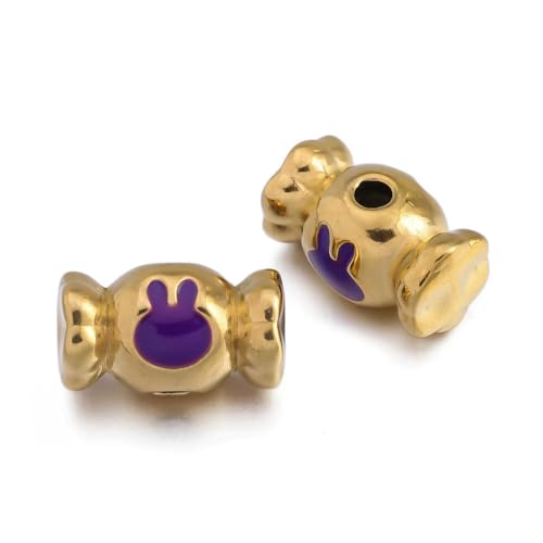 ROCILB 2 Stück/Packung Edelstahl Herz Süßigkeiten Kaninchen Form Charms Spacer Perlen für DIY Halskette Armband Schmuckherstellung von ROCILB
