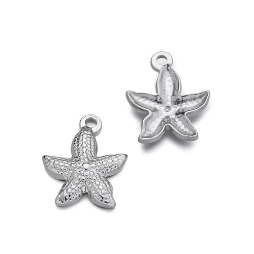 ROCILB 2 Stück/Packung Edelstahl Ozean Tier Schildkröte Muschel Muschel Seestern Charms Anhänger für DIY Schmuck Halskette Herstellung von ROCILB