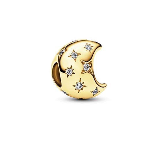 ROCILB 2 Stück Vergoldete DIY-Herstellung von funkelnden Mond- und Sternen-Schneeflocken-Charm-Perlen für Silberarmbänder und Damenschmuck ROCILB 2 Stück Vergoldete DIY-Herstellung von funkelnden Mond- und Sternen-Schneeflocken-Charm-Perlen für Silberarmbänder und Damenschmuck von ROCILB