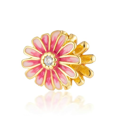 ROCILB 2 Stück Vergoldeter DIY-Schmuck für Europäer, Charm-Anhänger, rosa Heißluftballon, Kirschblüte, baumelnde Perle, passend für Damenarmband von ROCILB