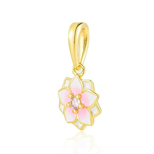 ROCILB 2 Stück Vergoldeter DIY-Schmuck für Europäer, Charm-Anhänger, rosa Heißluftballon, Kirschblüte, baumelnde Perle, passend für Damenarmband von ROCILB