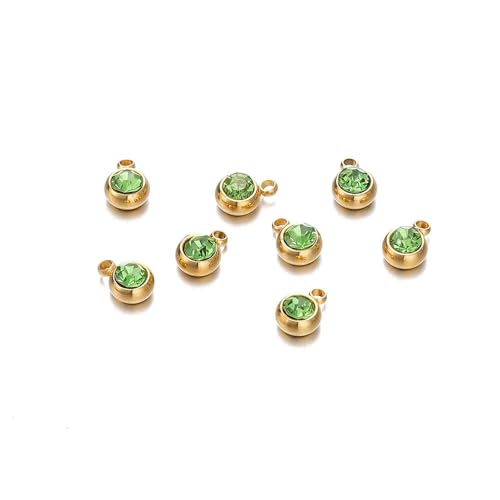 ROCILB 20 Stück 6 mm Edelstahl-Strassperlen, goldfarben, Kristall-Charms-Anhänger für DIY-Halsketten, Armbänder, Schmuck von ROCILB