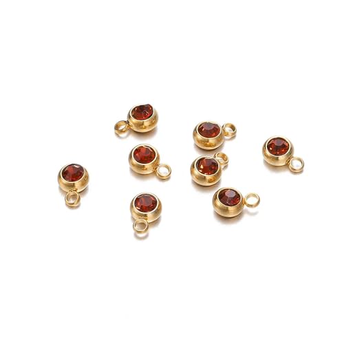 ROCILB 20 Stück 6 mm Edelstahl-Strassperlen, goldfarben, Kristall-Charms-Anhänger für DIY-Halsketten, Armbänder, Schmuck von ROCILB