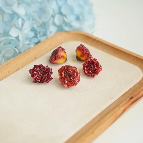 ROCILB 5 Stück Tropfkleber-Rosen, getrocknete Blumen, Rosenköpfe, DIY-Ohrringe, Eheringe, Harzkranz, Material, Zubehör, kreativ von ROCILB