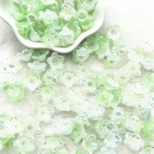 ROCILB 50 Stück (7 x 13 mm) Acryl-Glockenblumen-Perlenkappen mit allmählicher Veränderung, Schmuckzubehör, Charms, Armbänder, Abstandsperlen für Schmuck von ROCILB