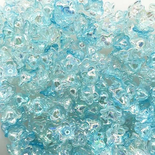 ROCILB 50 Stück (7 x 13 mm) Acryl-Glockenblumen-Perlenkappen mit allmählicher Veränderung, Schmuckzubehör, Charms, Armbänder, Abstandsperlen für Schmuck von ROCILB