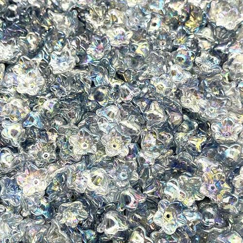 ROCILB 50 Stück (7 x 13 mm) Acryl-Glockenblumen-Perlenkappen mit allmählicher Veränderung, Schmuckzubehör, Charms, Armbänder, Abstandsperlen für Schmuck von ROCILB