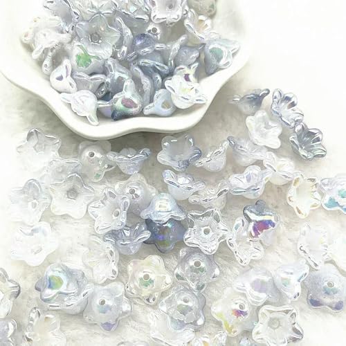 ROCILB 50 Stück (7 x 13 mm) Acryl-Glockenblumen-Perlenkappen mit allmählicher Veränderung, Schmuckzubehör, Charms, Armbänder, Abstandsperlen für Schmuck von ROCILB