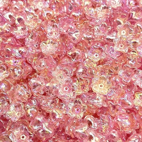 ROCILB 50 Stück (7 x 13 mm) Acryl-Glockenblumen-Perlenkappen mit allmählicher Veränderung, Schmuckzubehör, Charms, Armbänder, Abstandsperlen für Schmuck von ROCILB