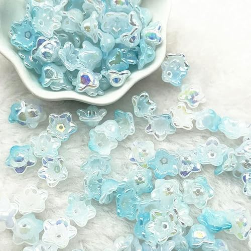 ROCILB 50 Stück (7 x 13 mm) Acryl-Glockenblumen-Perlenkappen mit allmählicher Veränderung, Schmuckzubehör, Charms, Armbänder, Abstandsperlen für Schmuck von ROCILB