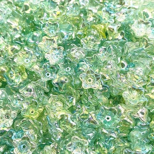 ROCILB 50 Stück (7 x 13 mm) Acryl-Glockenblumen-Perlenkappen mit allmählicher Veränderung, Schmuckzubehör, Charms, Armbänder, Abstandsperlen für Schmuck von ROCILB